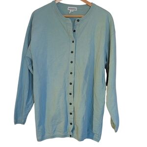 Silverwear Teal Button-Up Knit Jacket L Women's Casual Athletic Athleisure